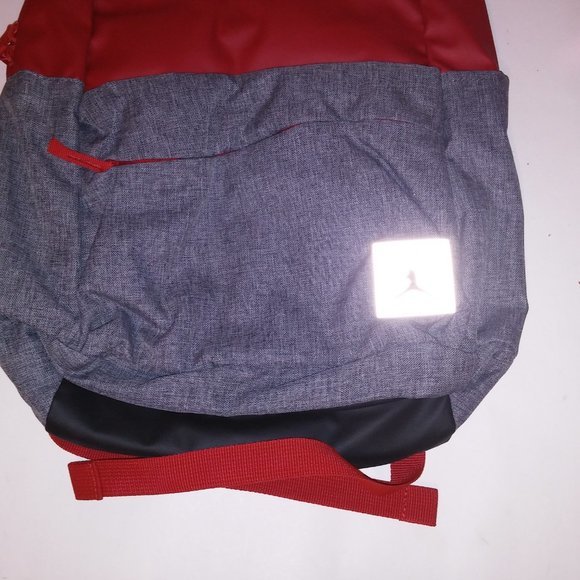Jordan Backpack Book Bag‎ Red Gray Pockets Cushioned Straps School New - Picture 4 of 12